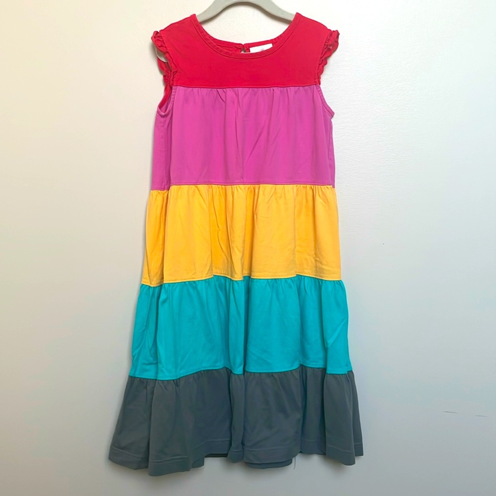 Hanna Anderson Tiered Multi Colored Dress Size 130 (8-10)